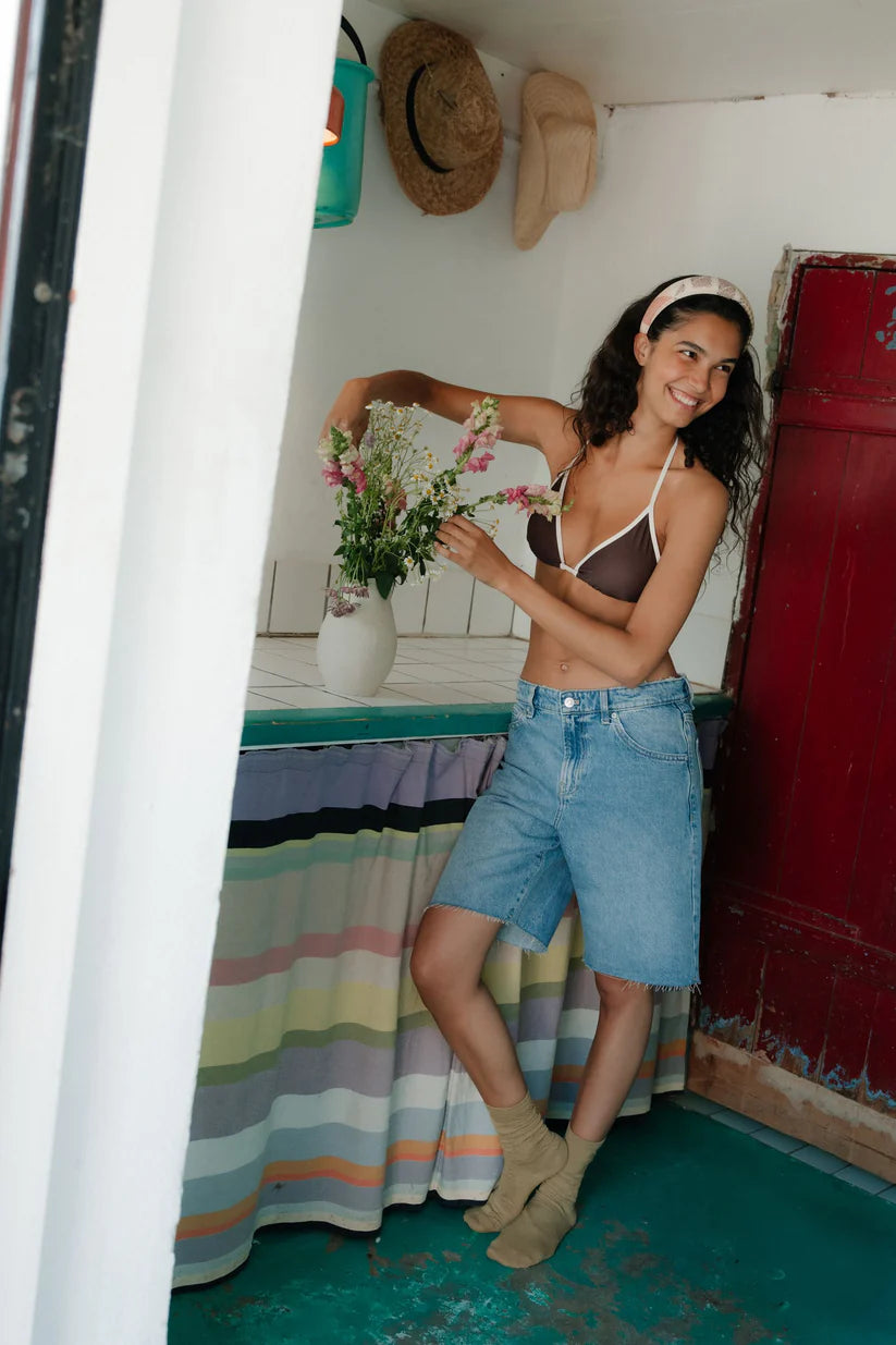 Constrast Bel Bikini Top Fudge