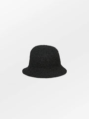 Solid Saverina Straw Hat black