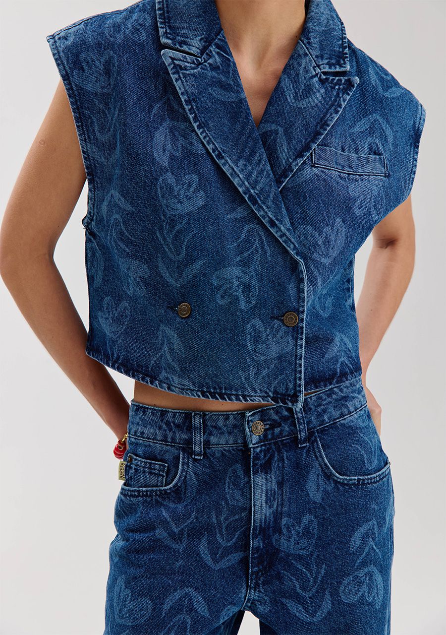 Esmee gilet mid blue jeans
