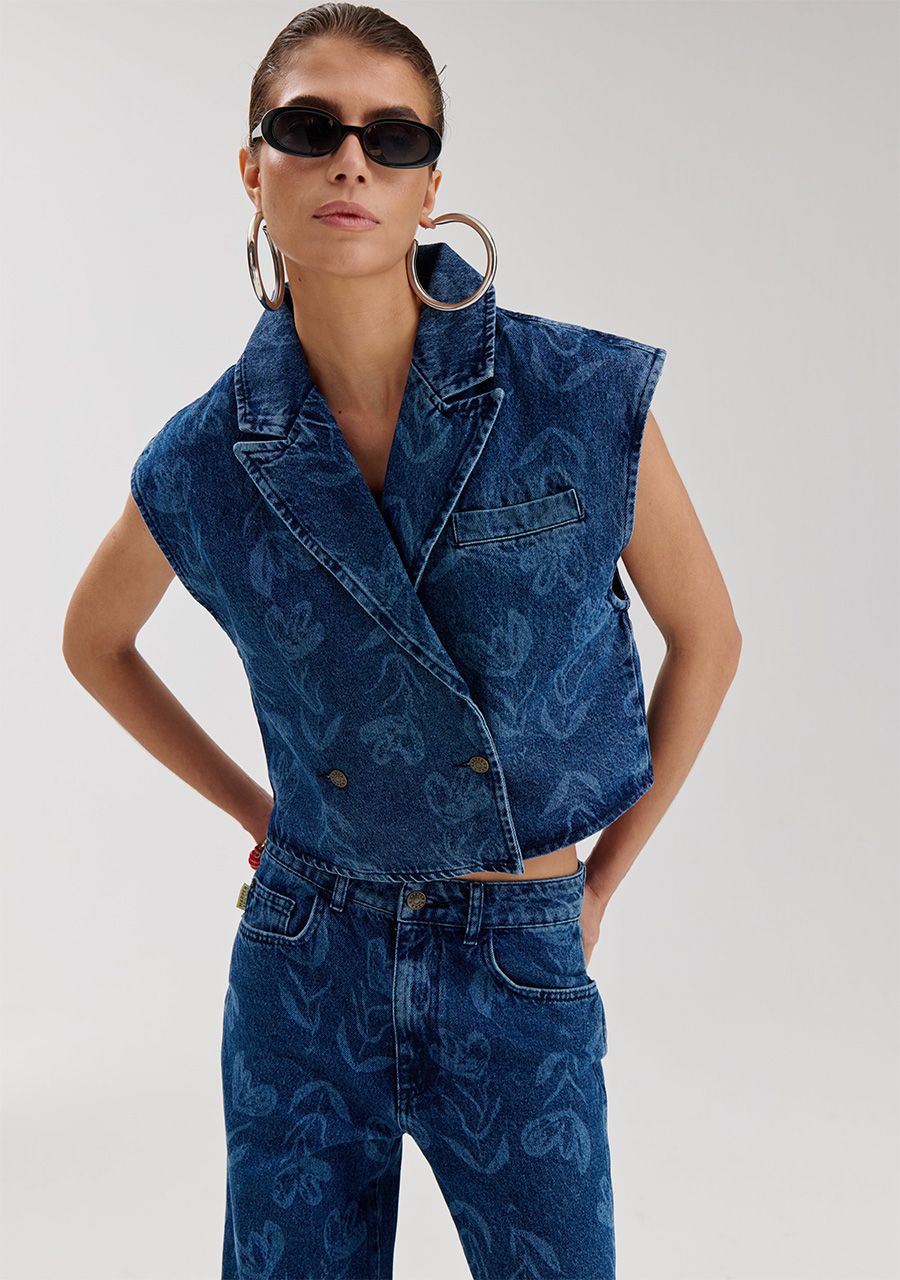 Esmee gilet mid blue jeans