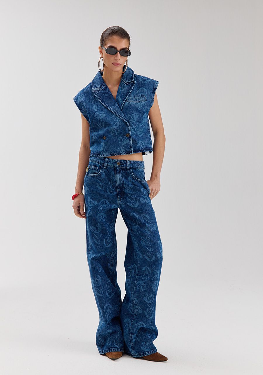 Esmee gilet mid blue jeans