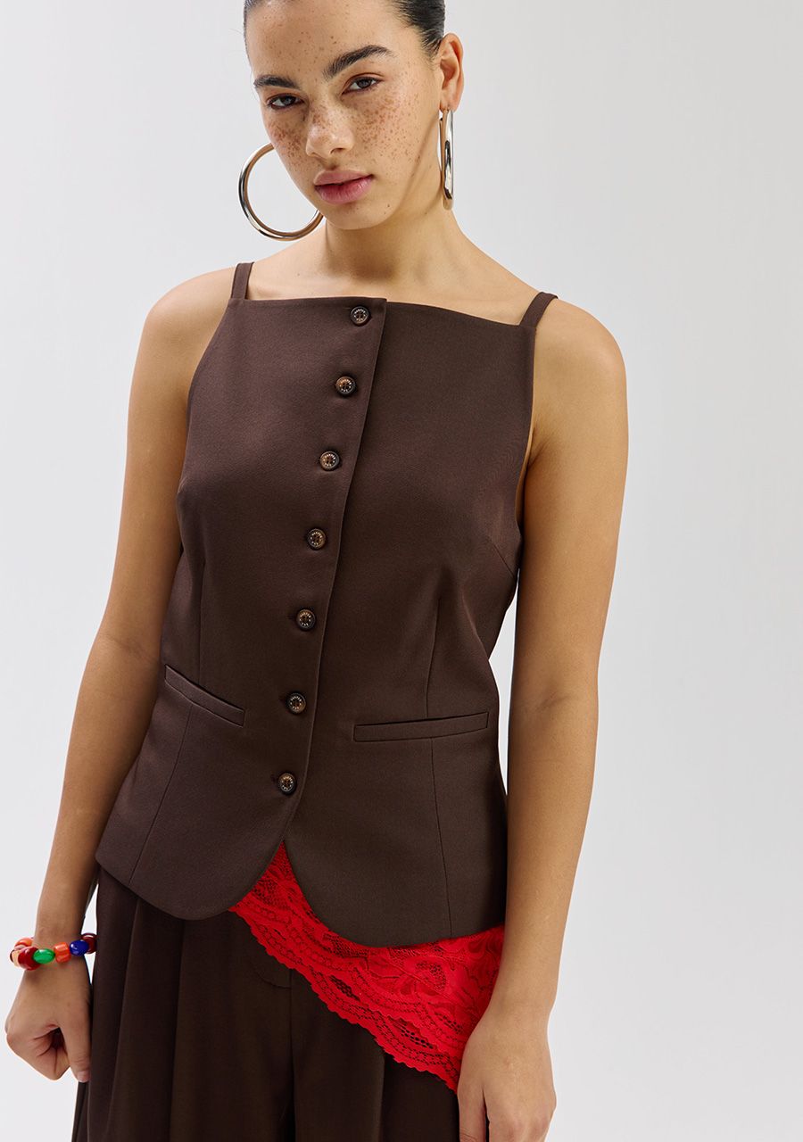 Rey gilet saddle brown