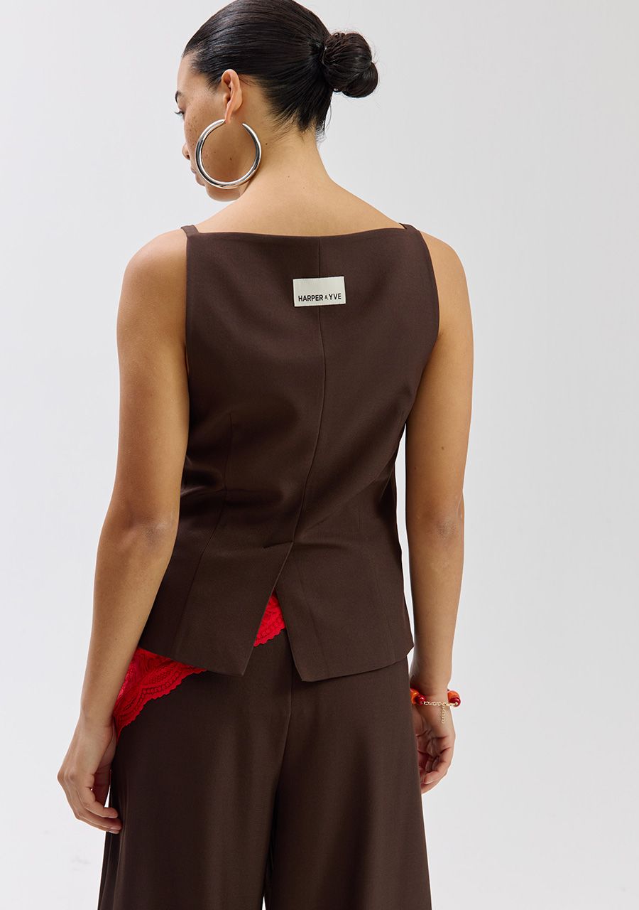 Rey gilet saddle brown