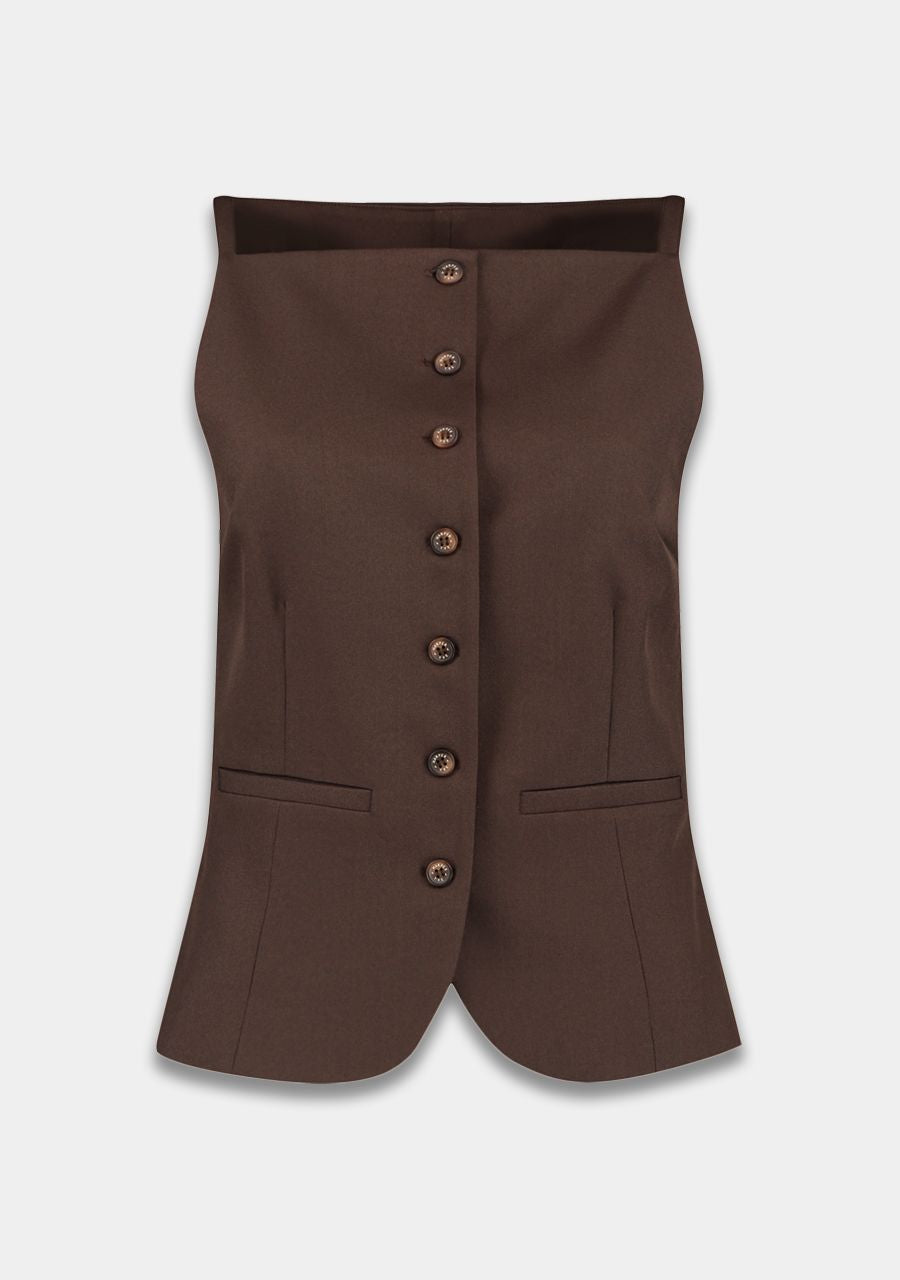 Rey gilet saddle brown