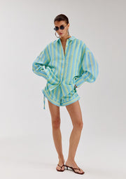 Yessie short blue yellow stripes