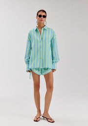 Yelena blouse blue yellow stripes