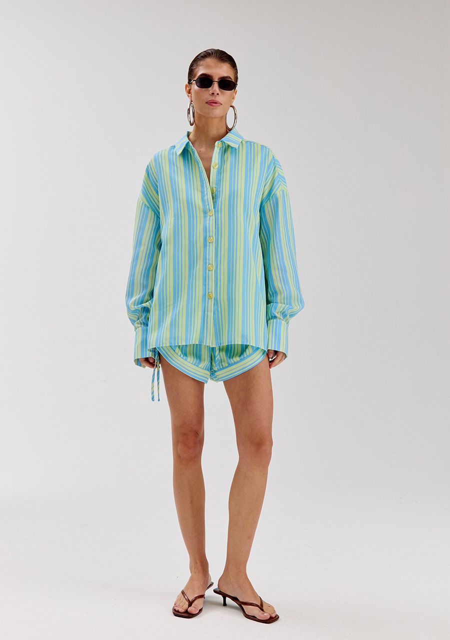 Yelena blouse blue yellow stripes