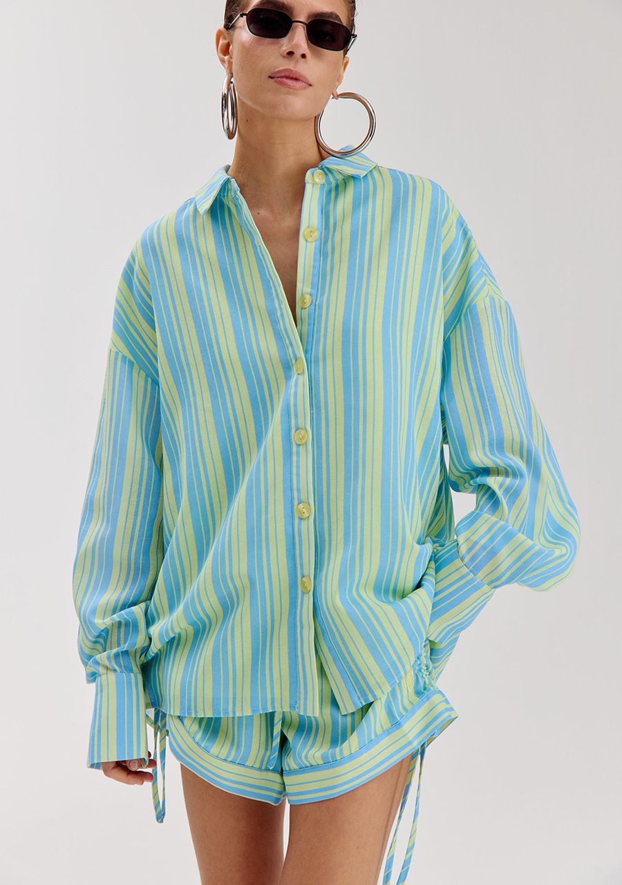 Yelena blouse blue yellow stripes