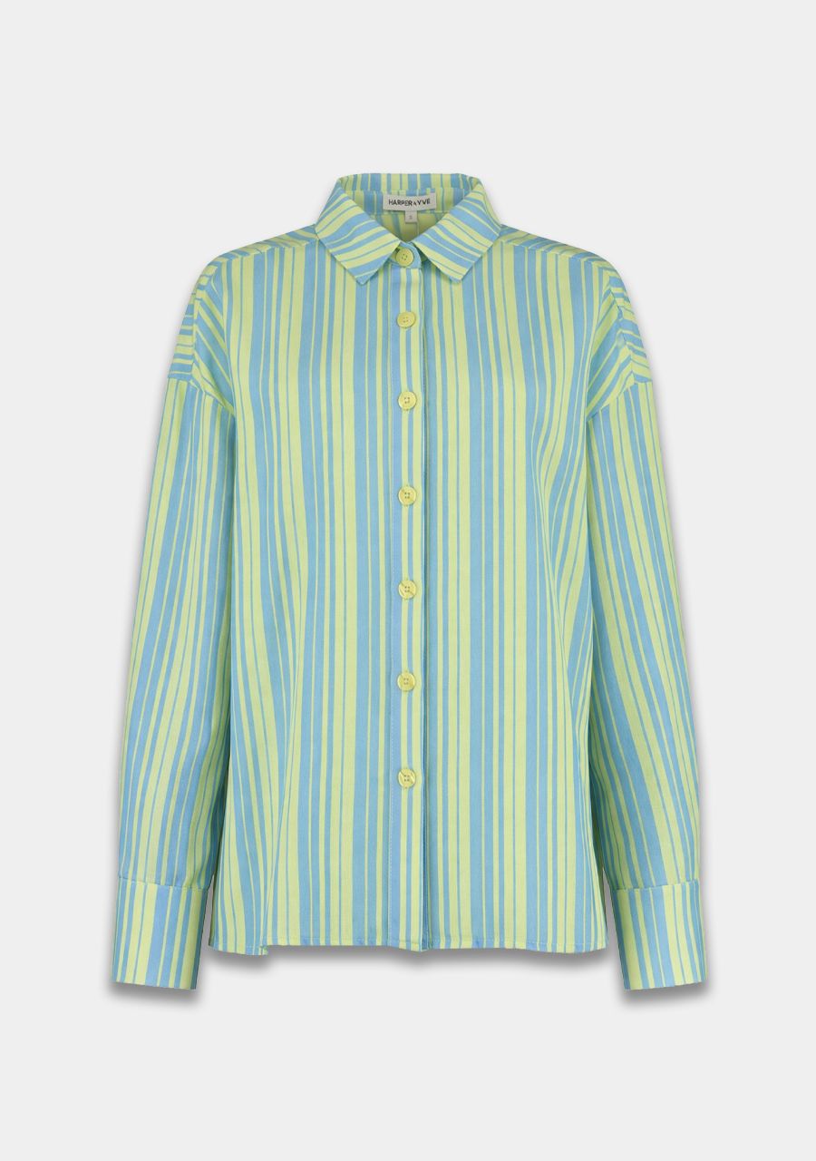 Yelena blouse blue yellow stripes