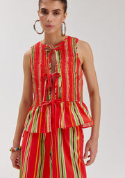 Cindy top red stripes