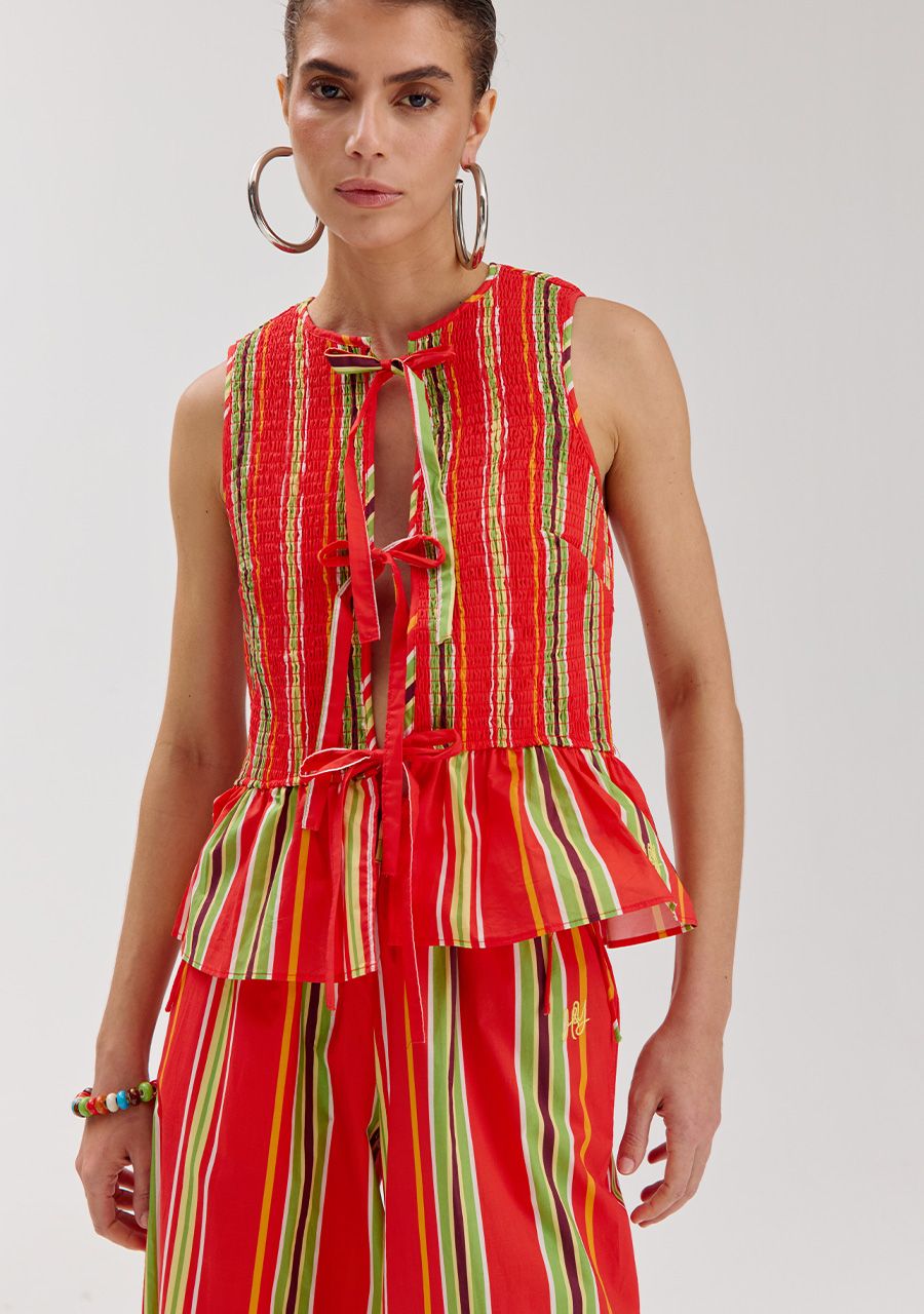 Cindy top red stripes