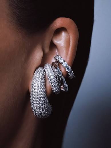 Chunky kos diamond earcuff silver