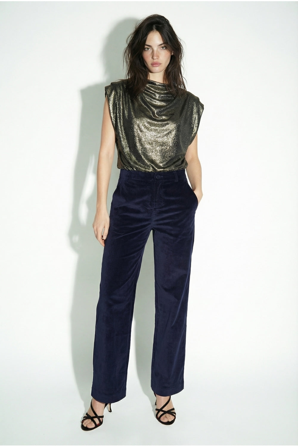 Anja pants velours marine blue