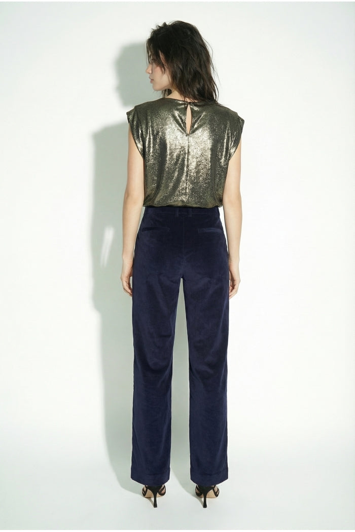 Anja pants velours marine blue