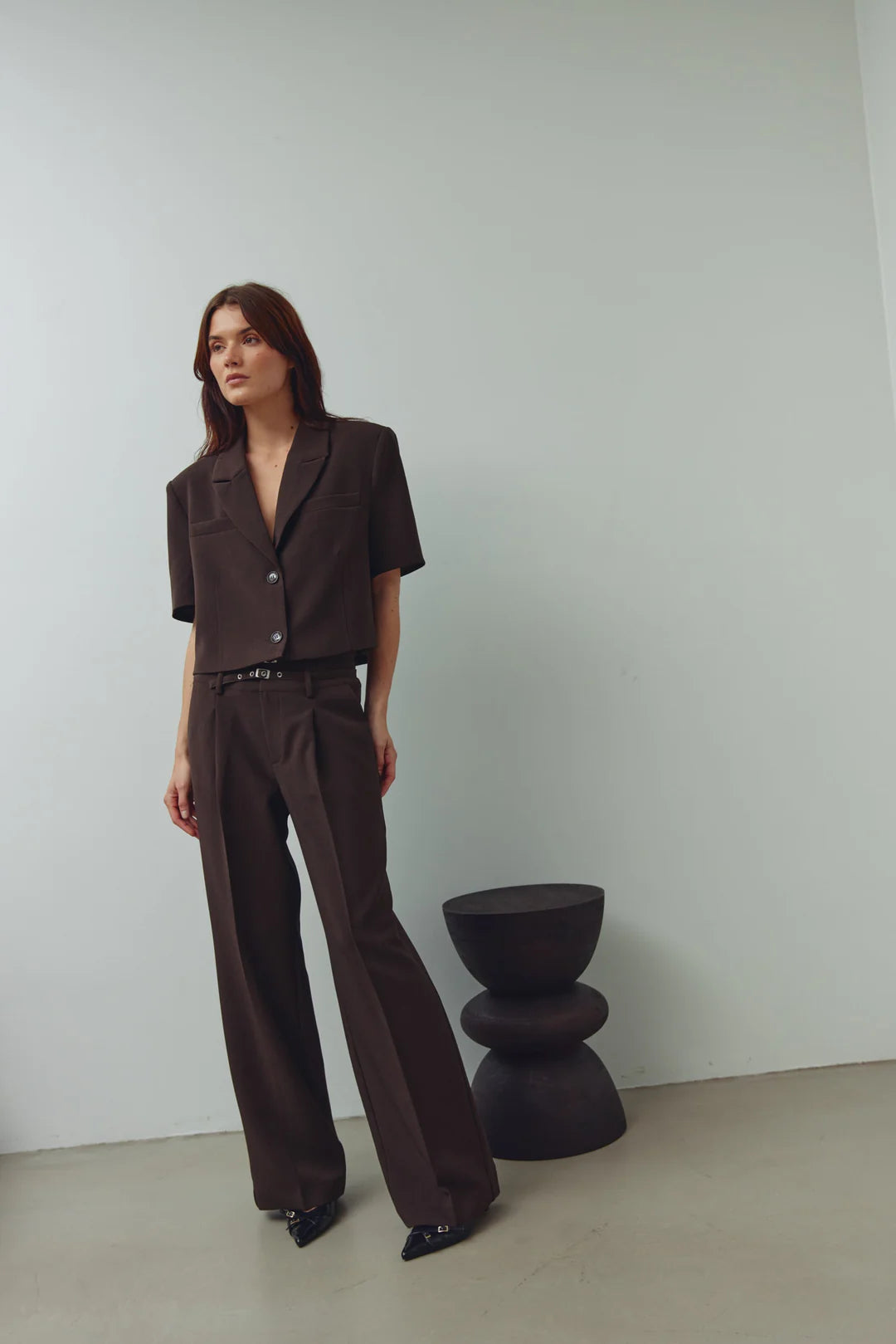 N-leanne crop blazer chocolate