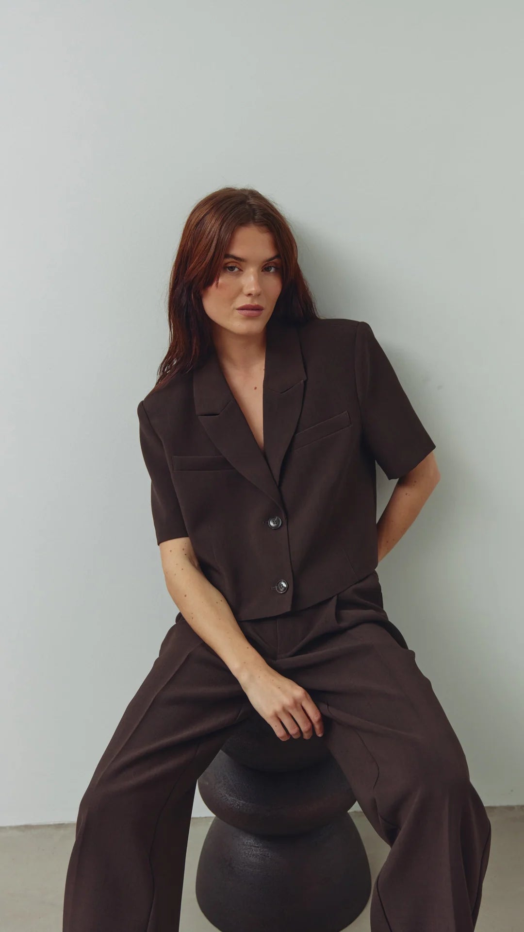 N-leanne crop blazer chocolate