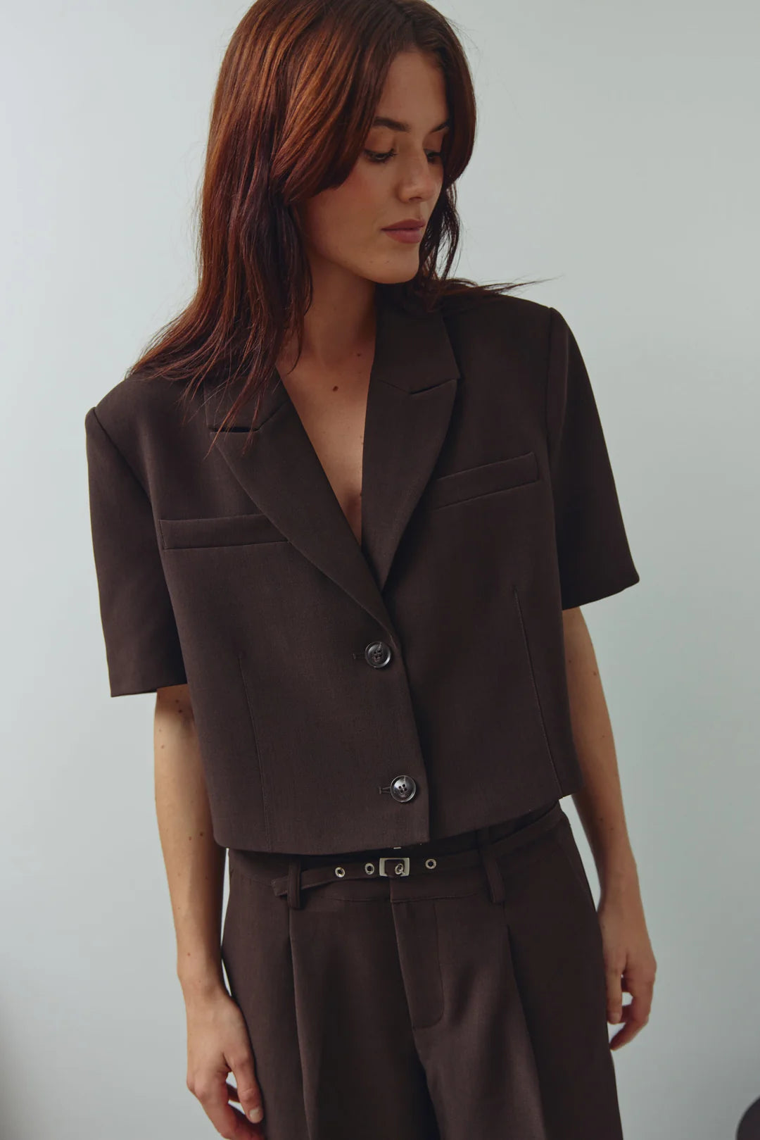 N-leanne crop blazer chocolate