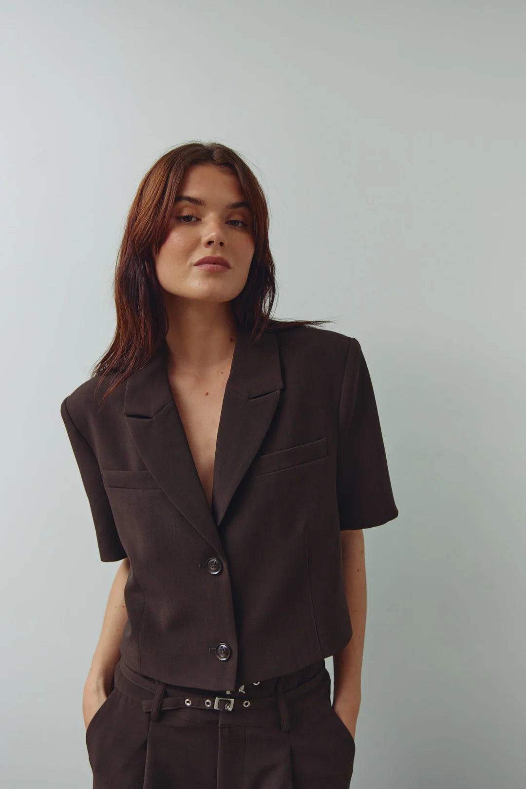 N-leanne crop blazer chocolate