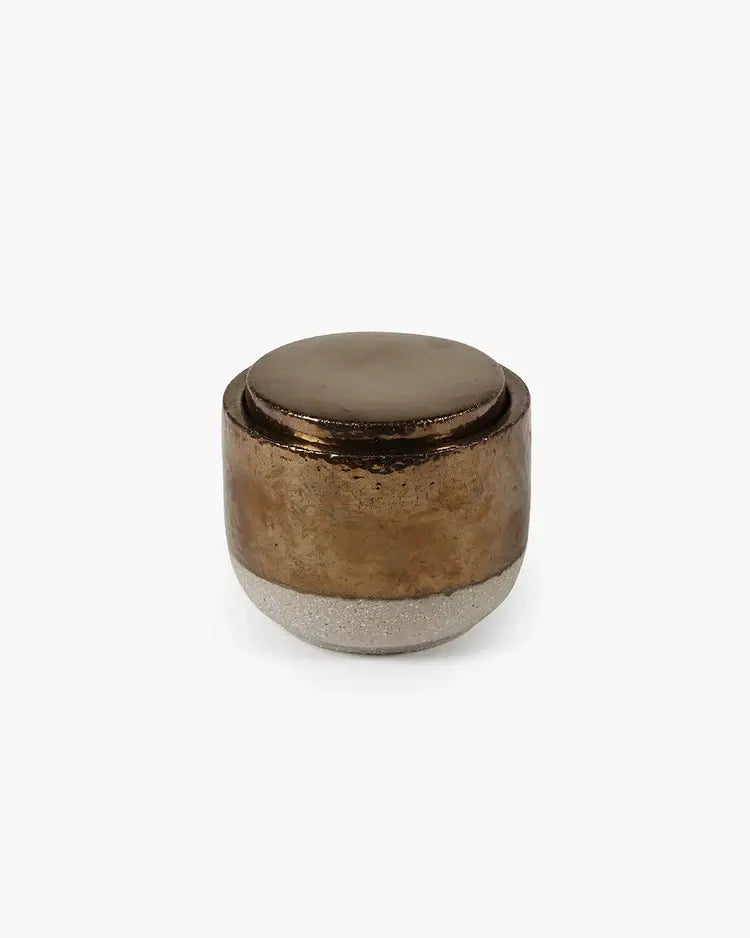 Scented candle L gold Charred Santal